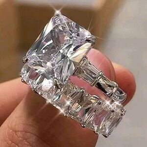 2 piece set.  Radiant Silver Women's Rings with Sparkling Cubic Zirconia